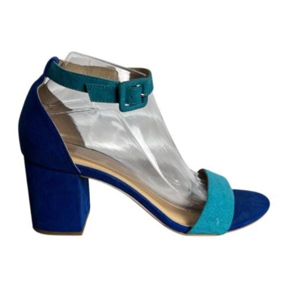 CL by Chinese Laundry Block Heel Sandals Blue Teal Suede Women's Size 8.5 / 39 - Picture 5 of 12